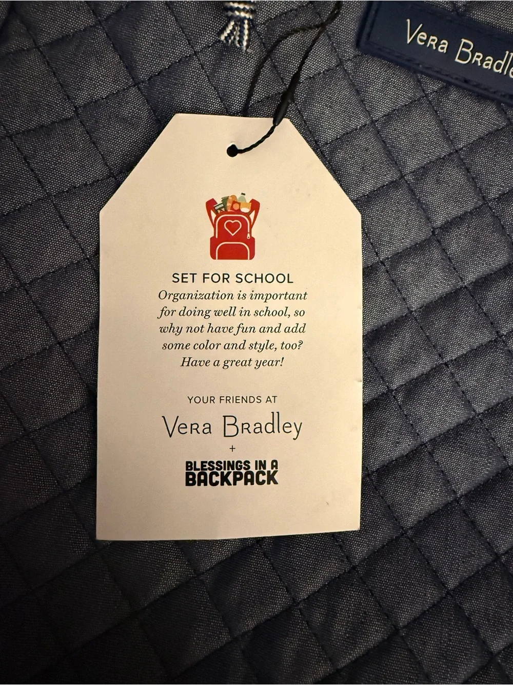 Vera Bradley Quilted Moonlight Navy Backpack NWT